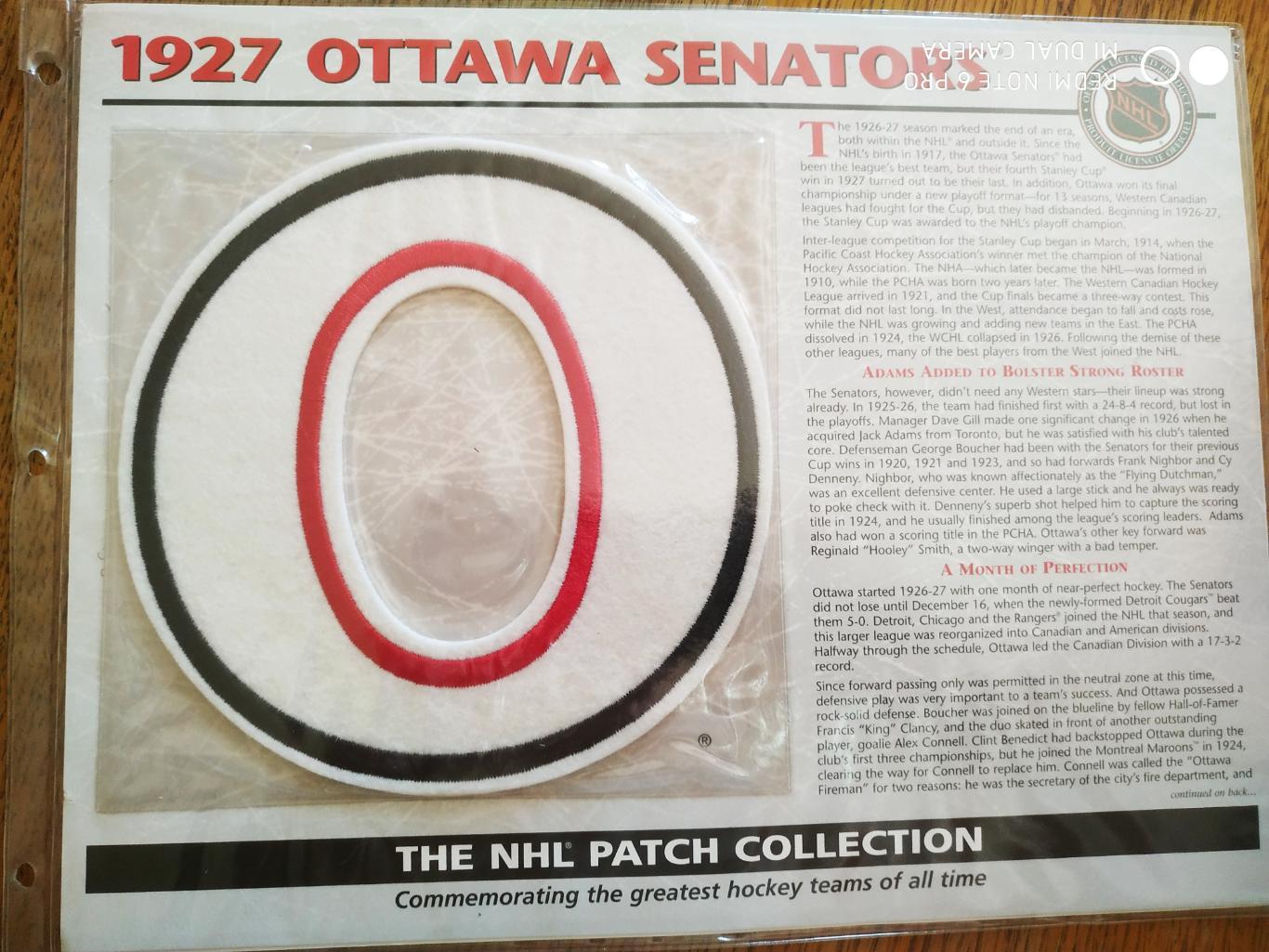 ХОККЕЙ НАШИВКА НХЛ 1927 OTTAWA SENATORS NHL PATCH COLLECTION WILLABEE WARD