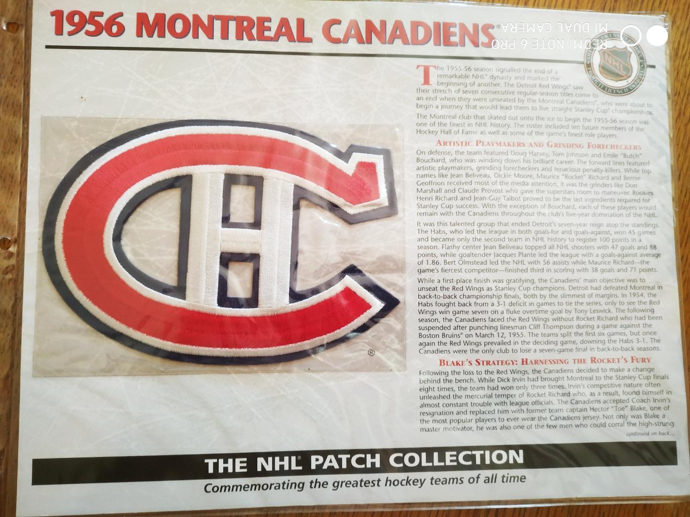 ХОККЕЙ НАШИВКА НХЛ 1956 MONTREAL CANADIENS NHL PATCH COLLECTION WILLABEE WARD