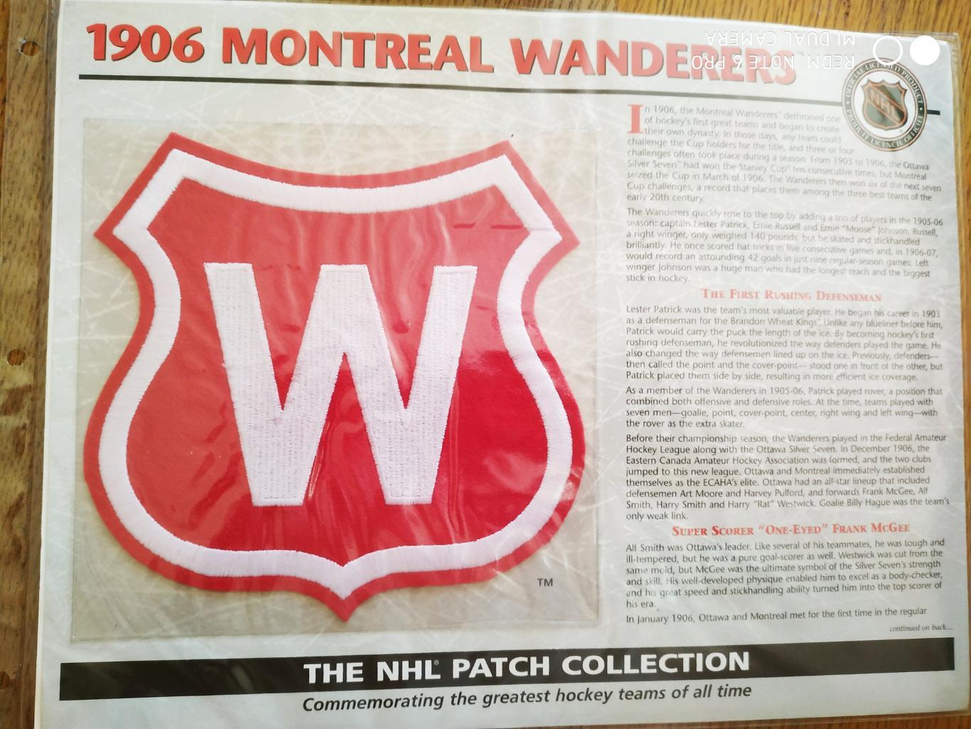 1906 MONTREAL WANDERERS THE NHL PATCH COLLECTION WILLABEE WARD