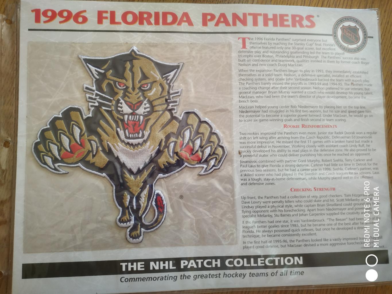 ХОККЕЙ НАШИВКА НХЛ 1996 FLORIDA PANTHERS THE NHL PATCH COLLECTION WILLABEE WARD