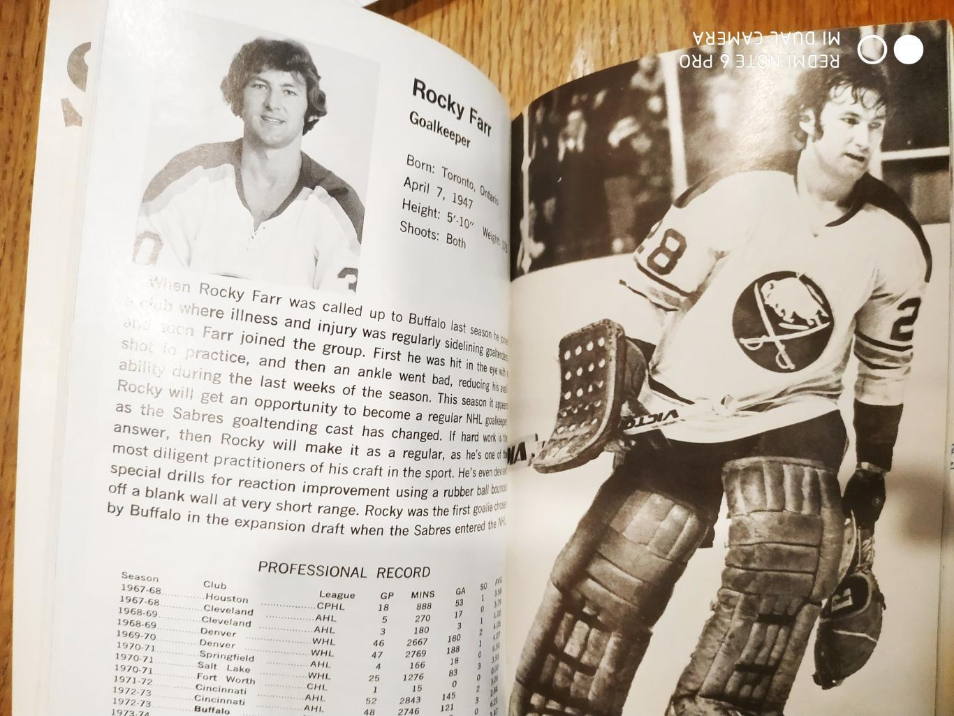 ХОККЕЙ ЕЖЕГОДНИК НХЛ 1974-75 BUFFALO SABERS YEARBOOK 1