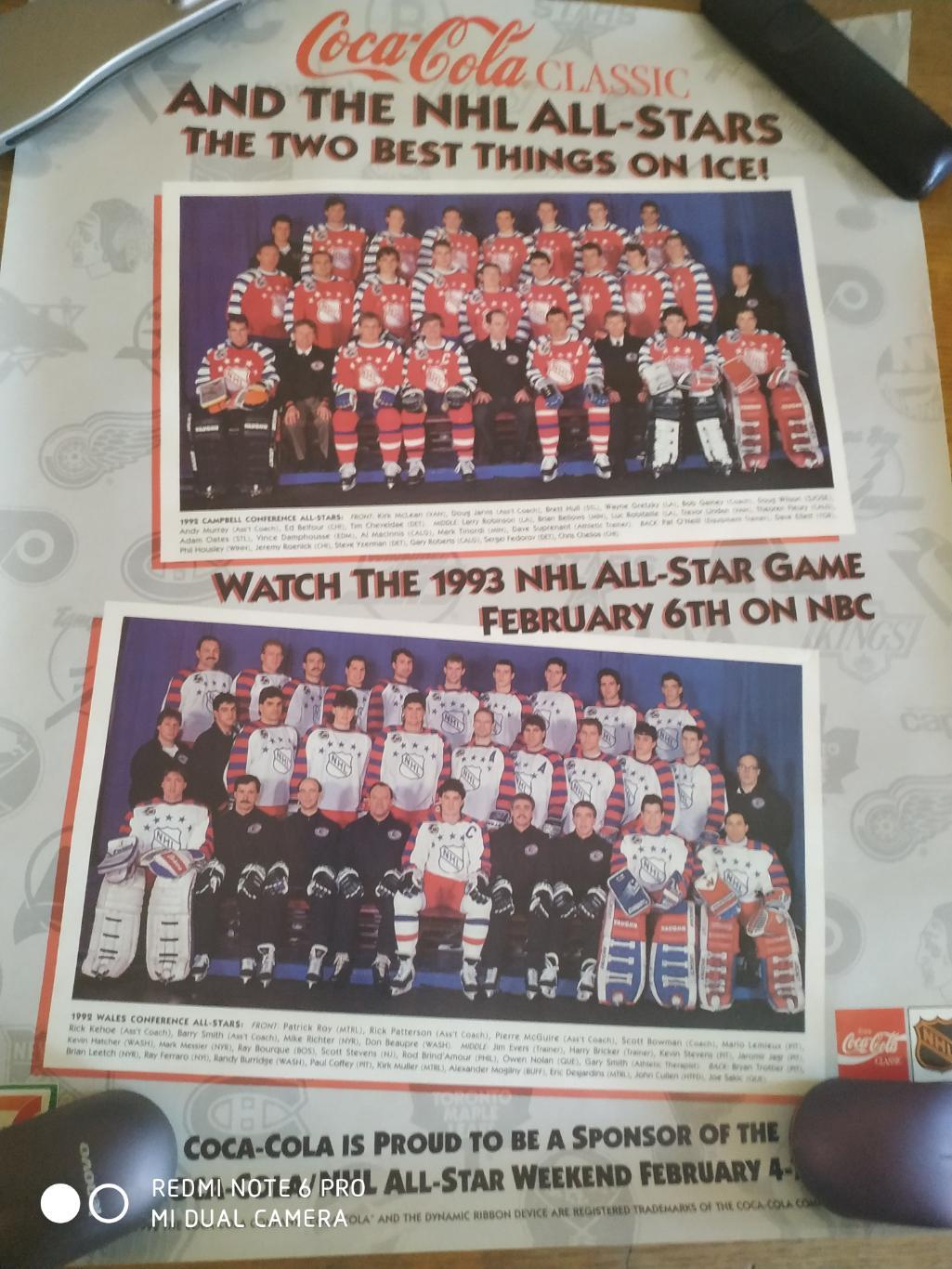 ХОККЕЙ ПОСТЕР ПЛАКАТ Матч Звёзд НХЛ 1993 NHL ALL STAR GAME COCA COLA POSTER