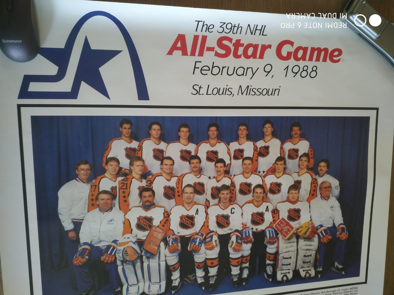 ХОККЕЙ ПОСТЕР ПЛАКАТ МАТЧ ЗВЕЗД НХЛ 1988 THE 39TH NHL ALL STAR GAME ST.LOUIS 1