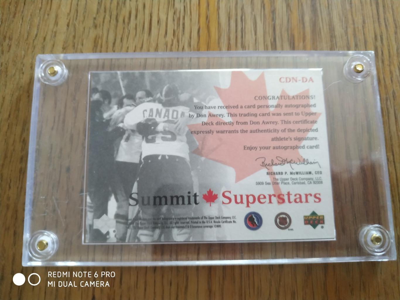 Хоккейная Карточка 2004-05 DON AWREY UD Legendary Signatures Summit #CDN - DA 1