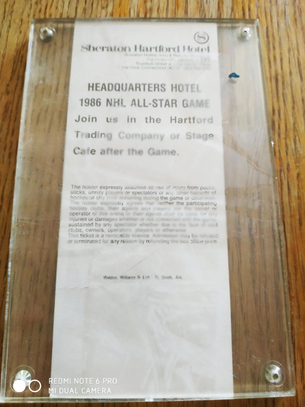 Билет МАТЧ ЗВЁЗД НХЛ 1986 NHL ALL STAR GAME TICKET Хартфорд Гретцки, Лемье. 1