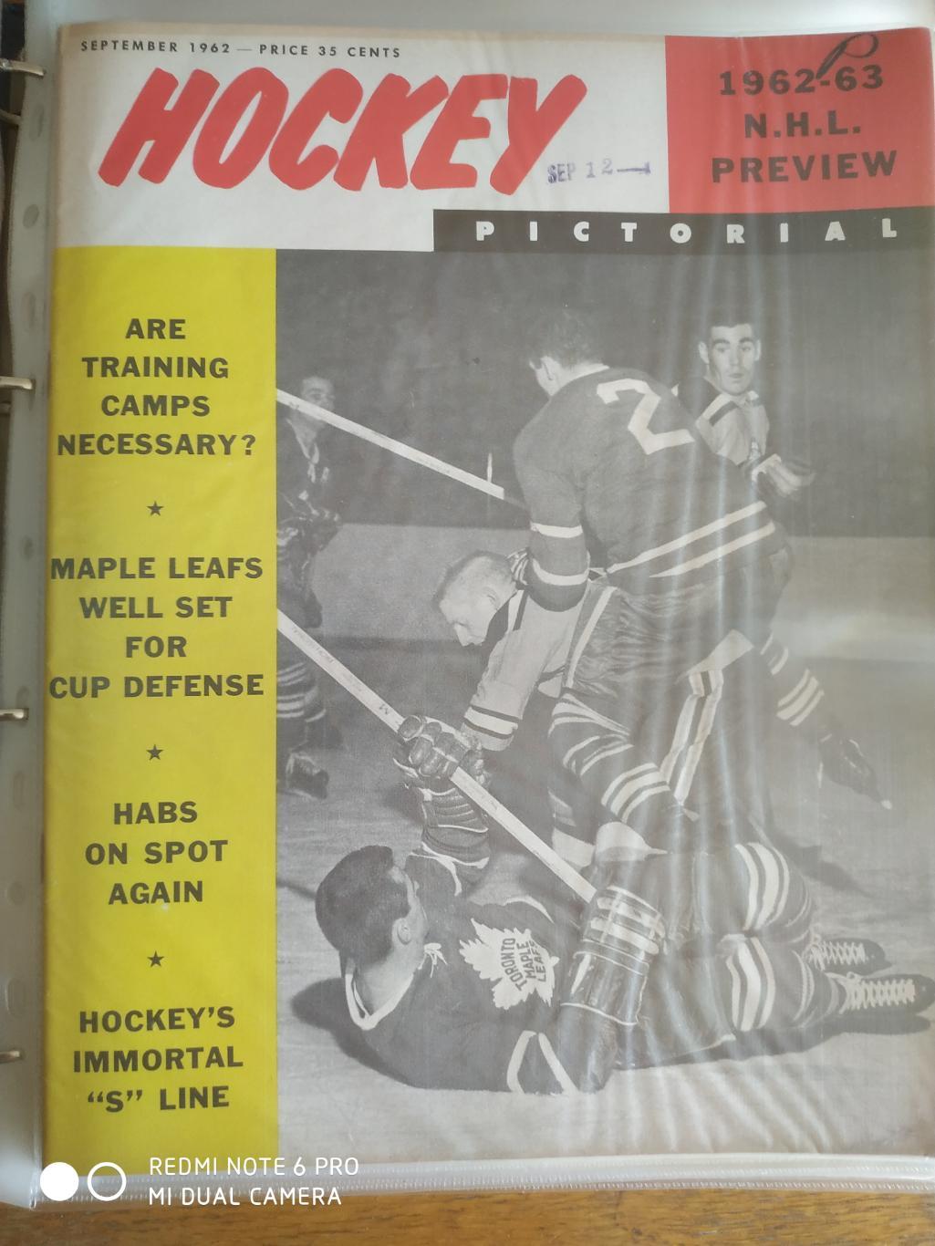 ХОККЕЙ ЖУРНАЛ ЕЖЕМЕСЯЧНИК НХЛ NHL 1962 SEP HOCKEY PICTORIAL