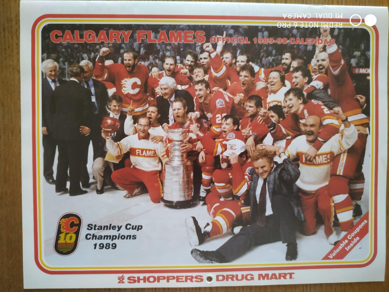 ХОККЕЙ КУБОК СТЭНЛИ Календарь НХЛ 1989-90 NHL FLAMES STANLEY CUP CHAMPION 89