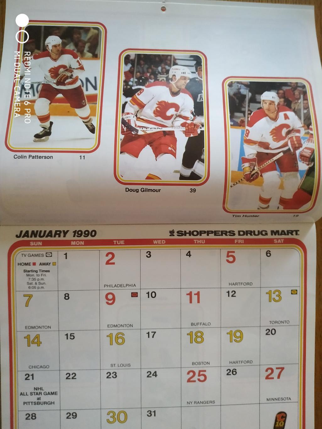 ХОККЕЙ КУБОК СТЭНЛИ Календарь НХЛ 1989-90 NHL FLAMES STANLEY CUP CHAMPION 89 2