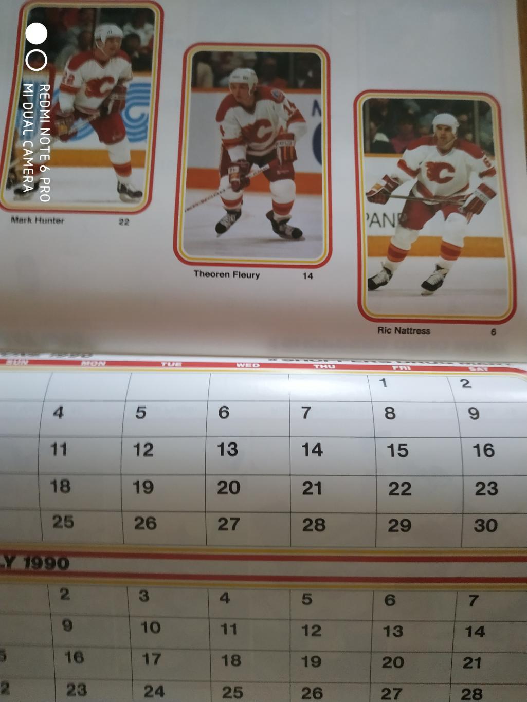 ХОККЕЙ КУБОК СТЭНЛИ Календарь НХЛ 1989-90 NHL FLAMES STANLEY CUP CHAMPION 89 4