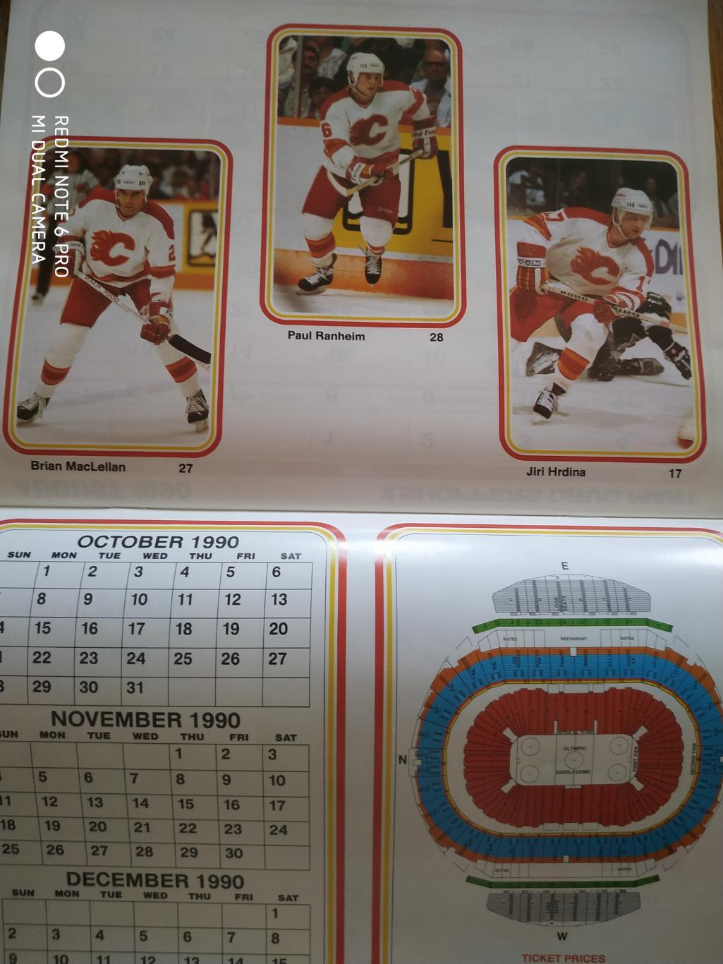 ХОККЕЙ КУБОК СТЭНЛИ Календарь НХЛ 1989-90 NHL FLAMES STANLEY CUP CHAMPION 89 6