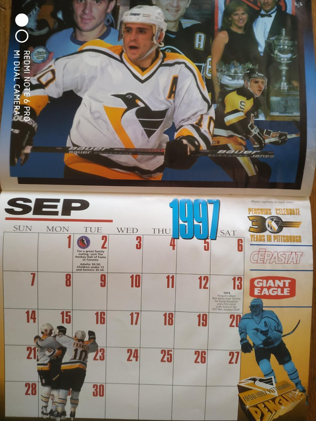ХОККЕЙ Календарь НХЛ 1997 NHL PITTSBURG PINGUINS 30 YEAR OFFICIAL CALENDAR 3