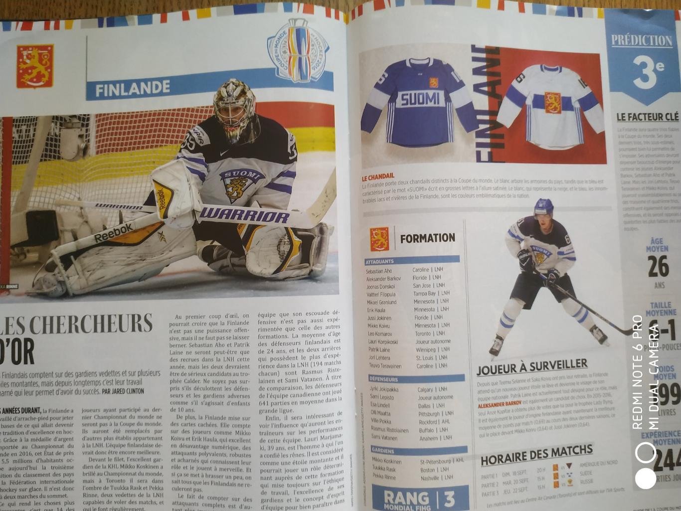 ХОККЕЙ ЖУРНАЛ НХЛ NHL 2016 GUIDE DE LA COUPE DU MONDE THE HOCKEY NEWS VOL.1 №1 4