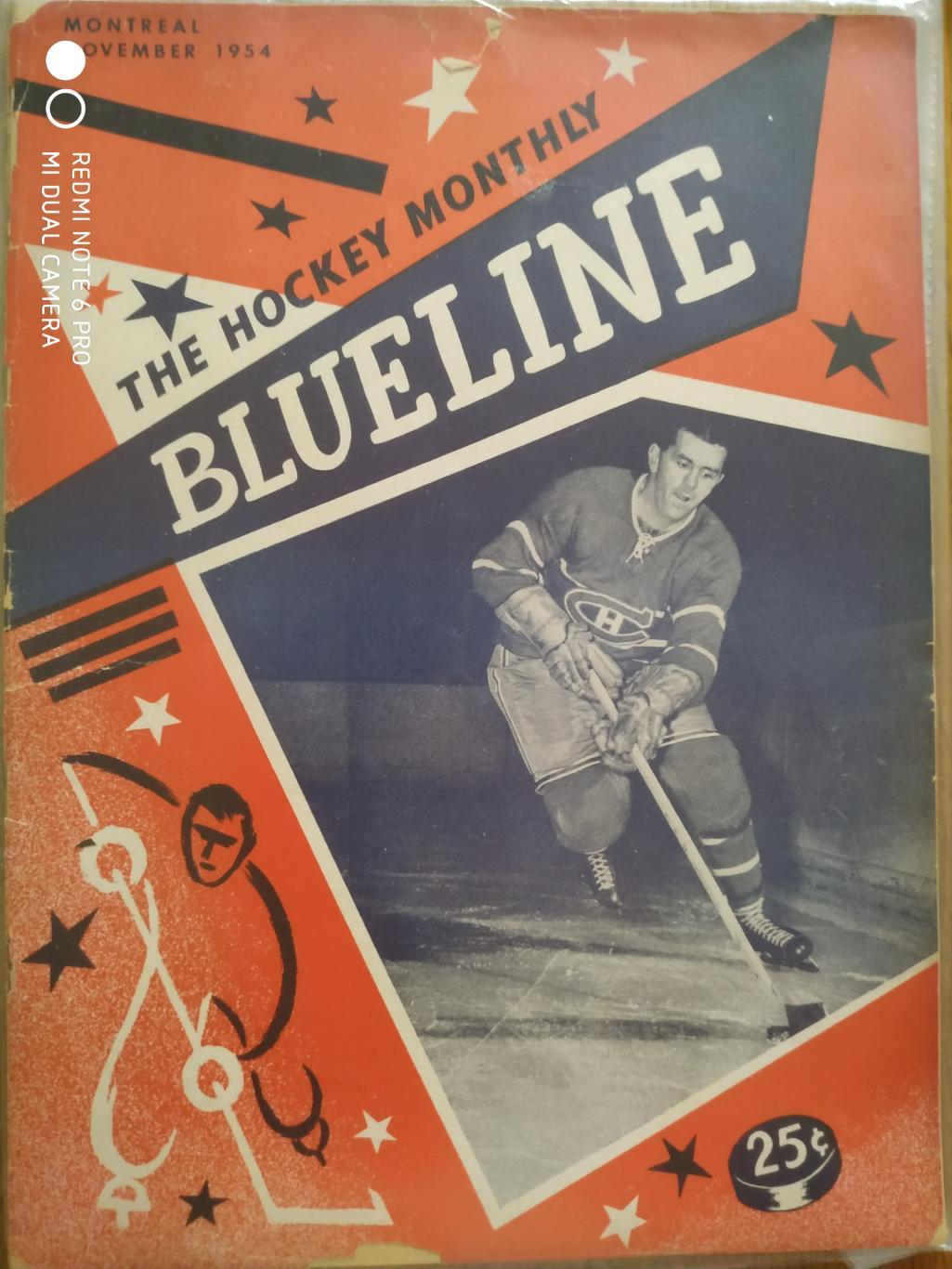 ЖУРНАЛ ЕЖЕМЕСЯЧНИК НХЛ NHL 1954 NOVEMBER THE HOCKEY MONTHLY BLUELINE