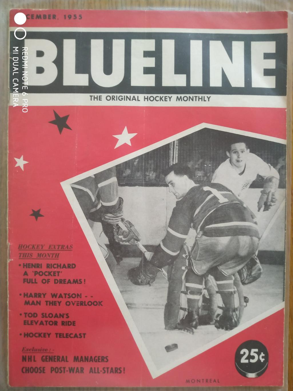 ЖУРНАЛ ЕЖЕМЕСЯЧНИК НХЛ NHL 1955 DECEMBER THE HOCKEY MONTHLY BLUELINE