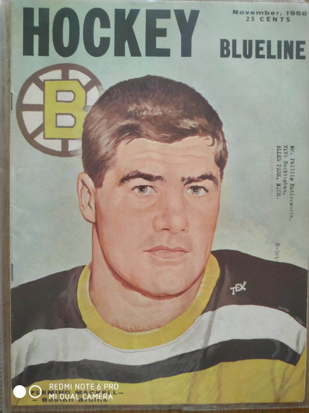 ЖУРНАЛ ЕЖЕМЕСЯЧНИК НХЛ NHL 1958 NOVEMBER THE HOCKEY MONTHLY BLUELINE