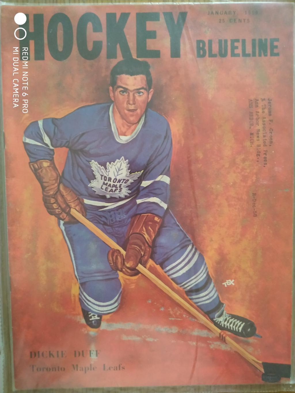 ЖУРНАЛ ЕЖЕМЕСЯЧНИК НХЛ NHL 1959 JANUARY THE HOCKEY MONTHLY BLUELINE