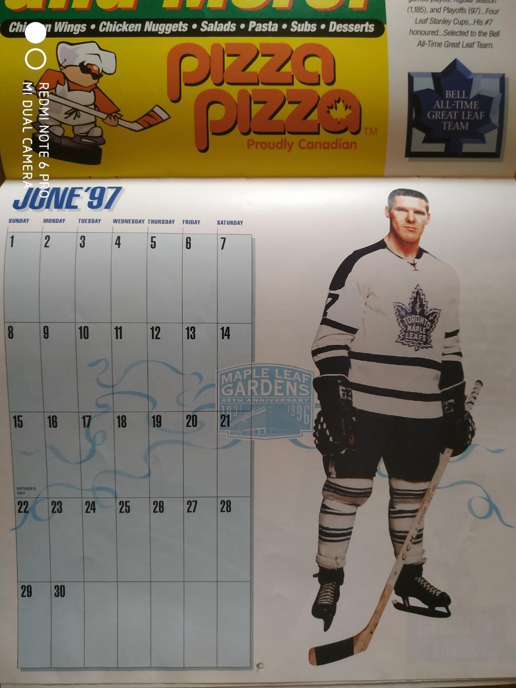 Календарь НХЛ 1986-1987 NHL TORONTO MAPLE LEAFS OFFICIAL CALENDAR 3