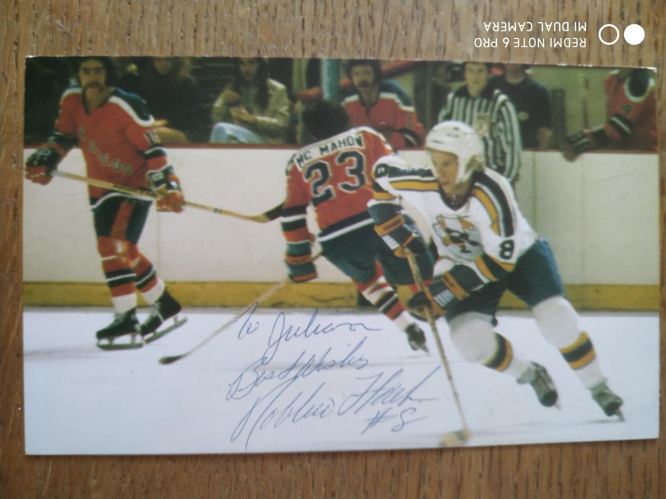 ФОТО АВТОГРАФ ВХА 1972-79 WHA ROBBIE FTOREK #8 ROADRUNNERS FOTO AUTOGRAPH