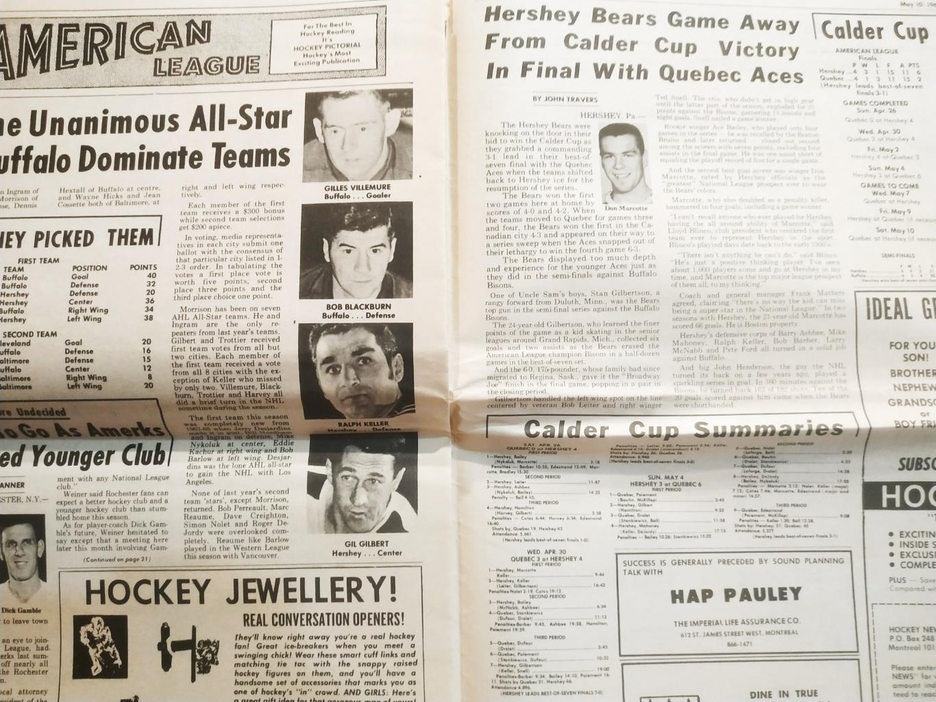 ХОККЕЙ ЖУРНАЛ ЕЖЕНЕДЕЛЬНИК НХЛ НОВОСТИ ХОККЕЯ NHL MAY 10 1969 THE HOCKEY NEWS 3