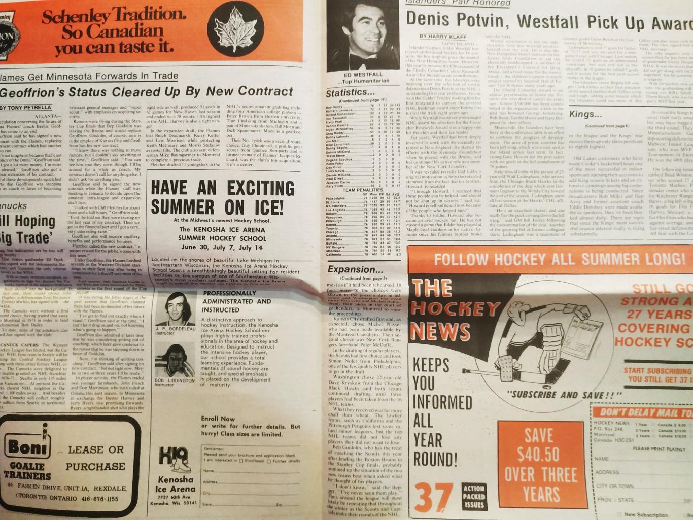 ГАЗЕТА НХЛ NHL THE HOCKEY NEWS JULY 1974 4