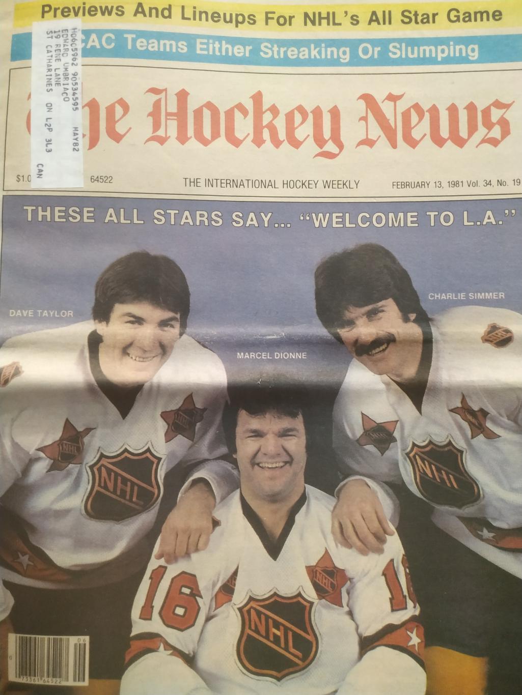 ГАЗЕТА НХЛ NHL THE HOCKEY NEWS FEB.13 1981