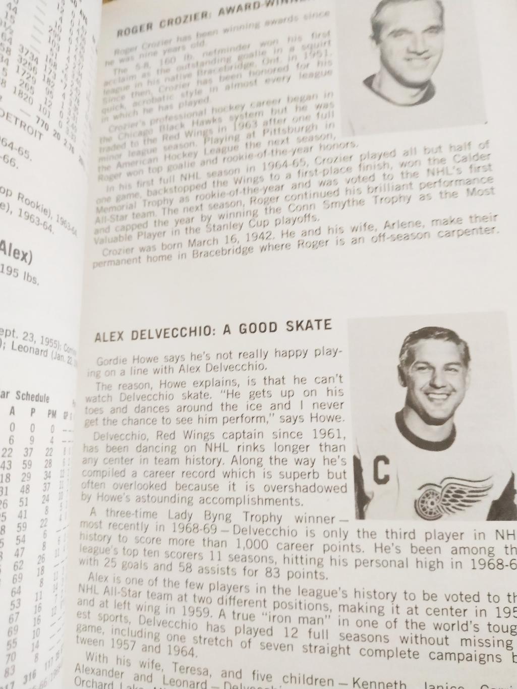 ХОККЕЙ СПРАВОЧНИК ЕЖЕГОДНИК НХЛ 1969-70 NHL DETROIT RED WINGS FACT BOOK 2