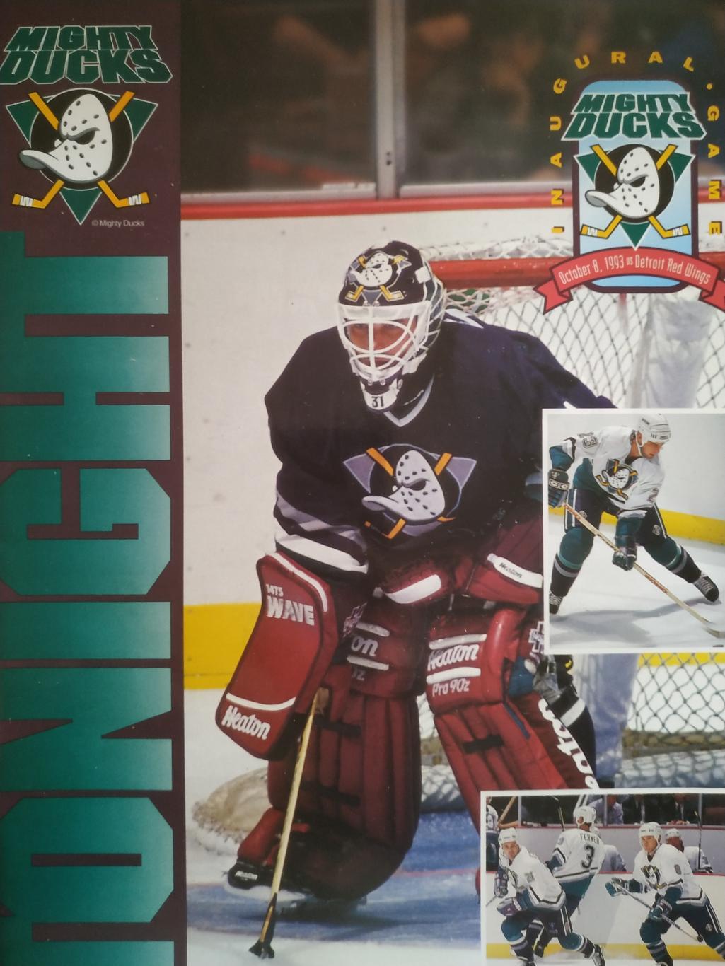 ХОККЕЙ ПРОГРАММА МАТЧА НХЛ 1993 OCT.8 NHL MIGHTY DUCK VS. RED WINGS PROGRAM