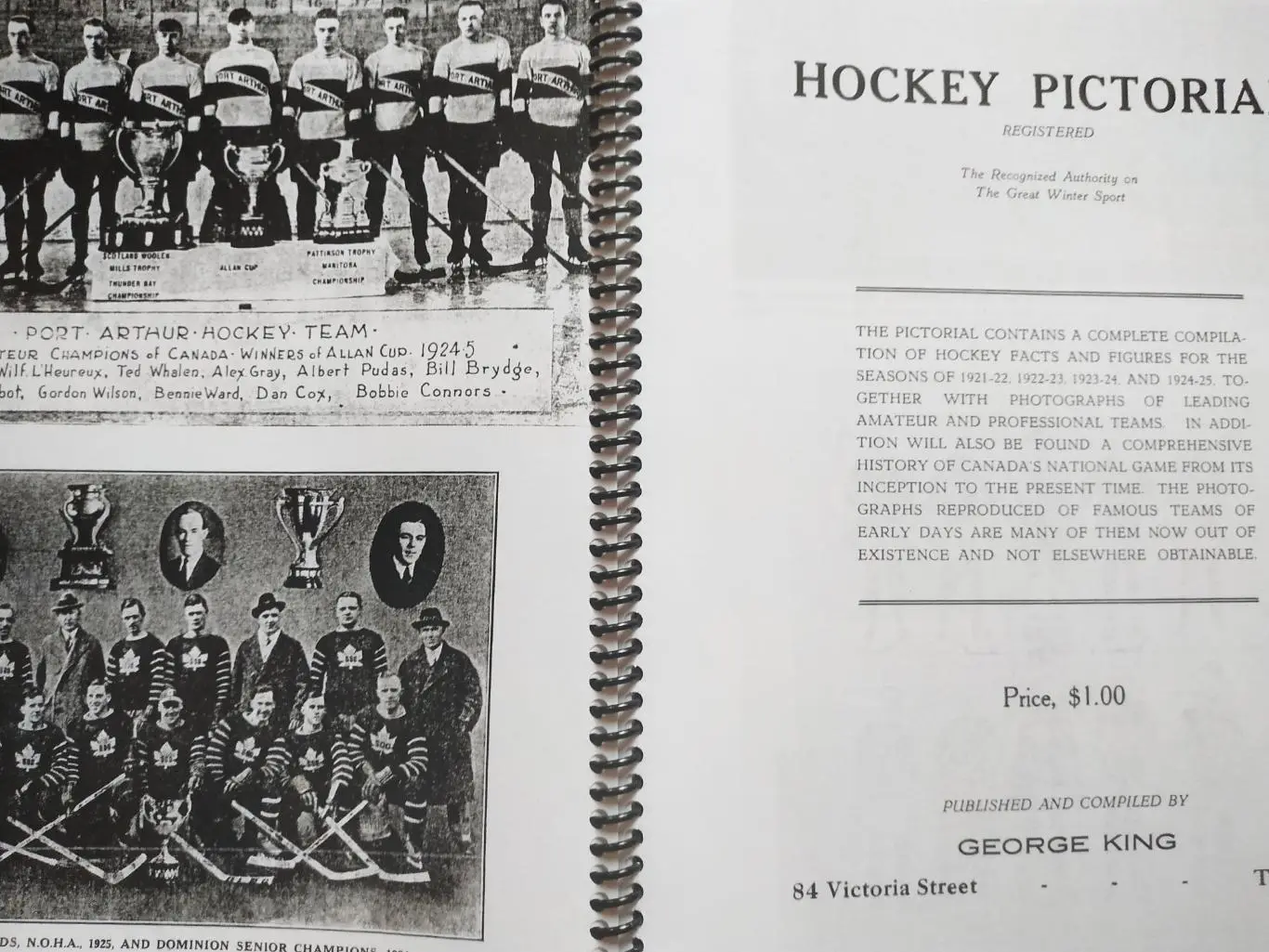 ХОККЕЙ КНИГА НХЛ ХОККИ ПИКТОРИАЛ NHL 1926 HOCKEY PICTORIAL BOOK OF CHAMPIONS REP 1