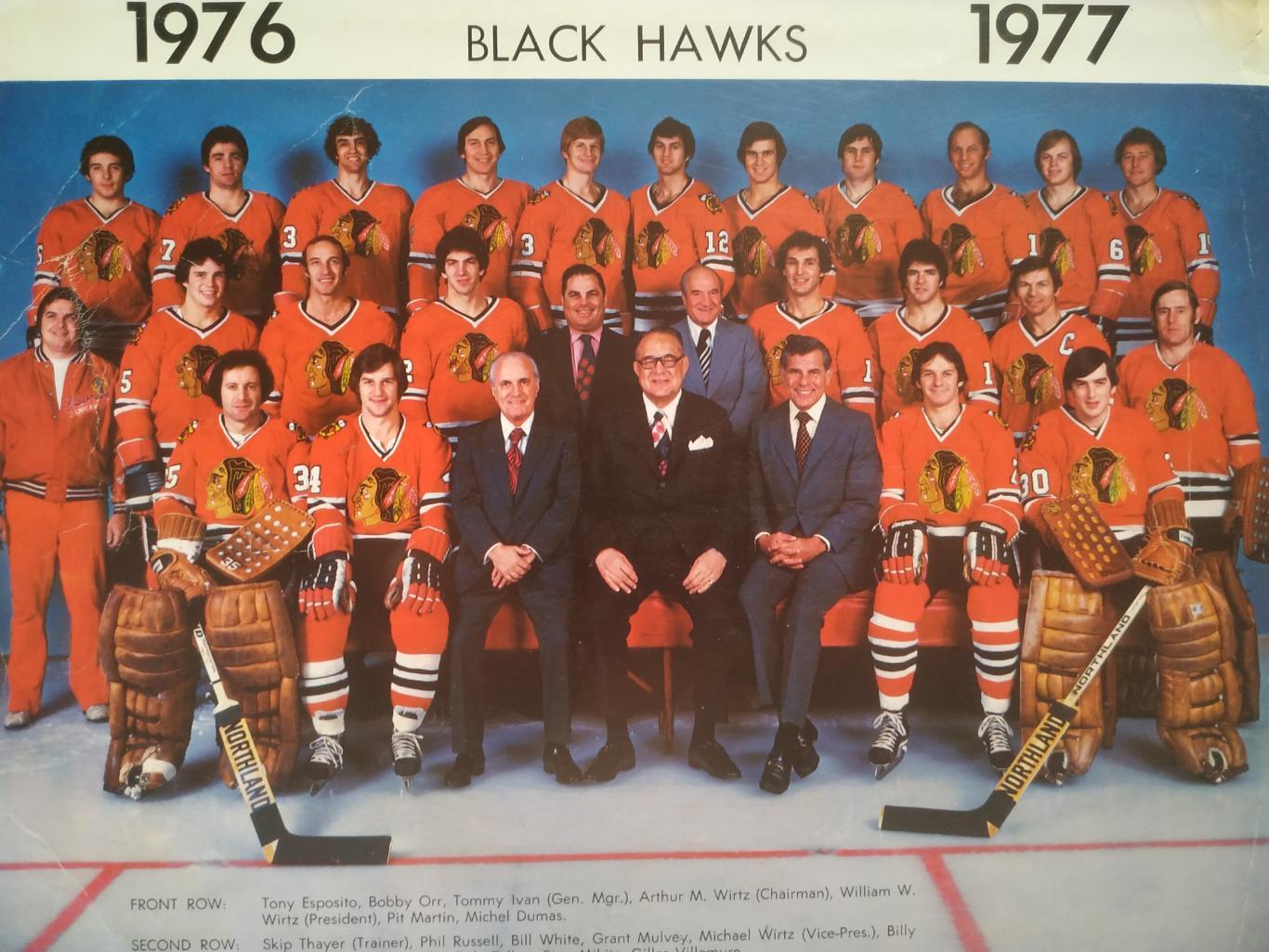 ХОККЕЙ ПОСТЕР ПЛАКАТ ФОТO 1976-1977 CHICAGO BLACKHAWKS POSTER FOTO