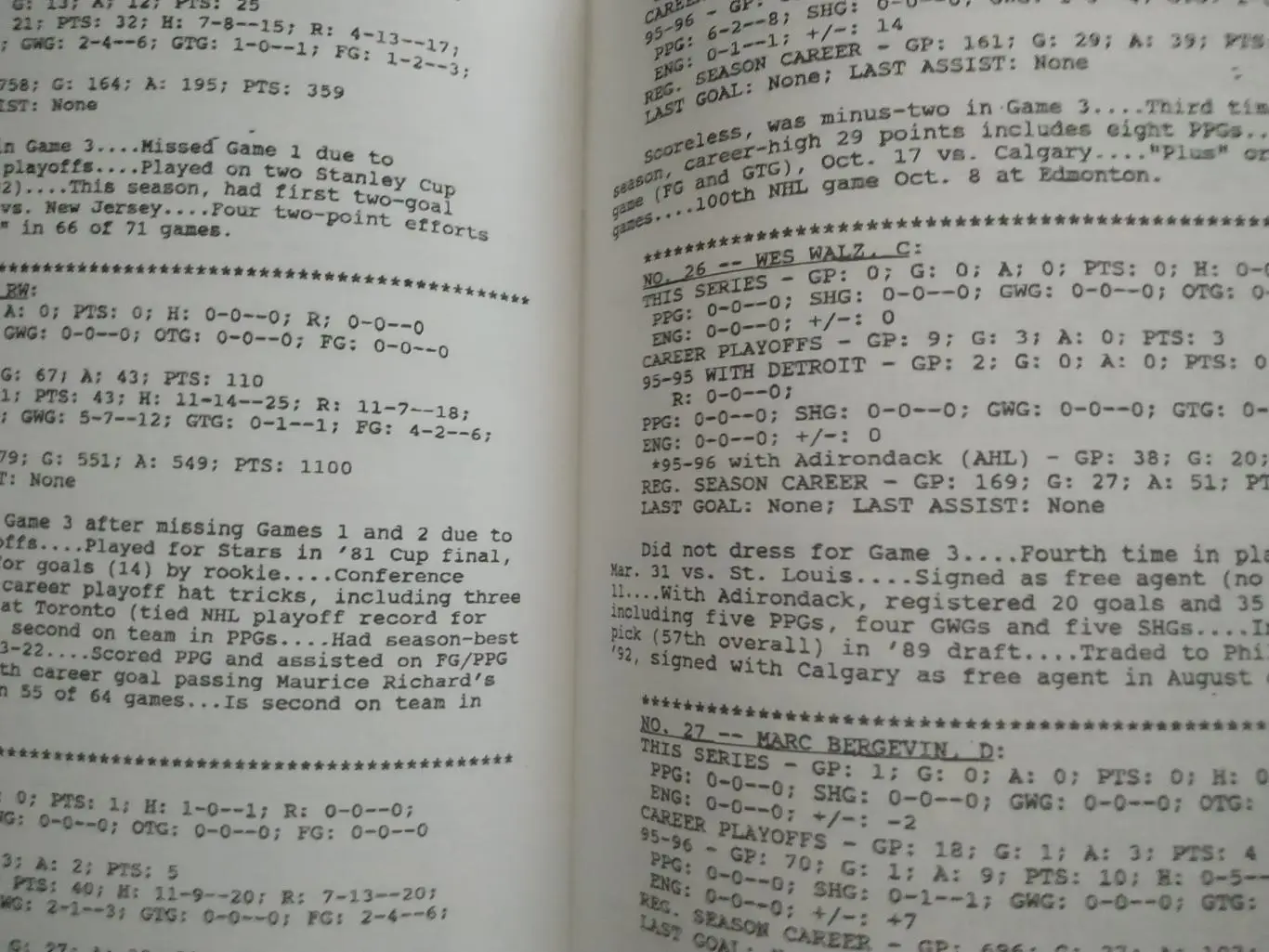 ХОККЕЙ ПРОГРАММА МАТЧА НХЛ 1996 APR.23 NHL WINNINEG VS.DETROIT OFFICIAL PROGRAM 6