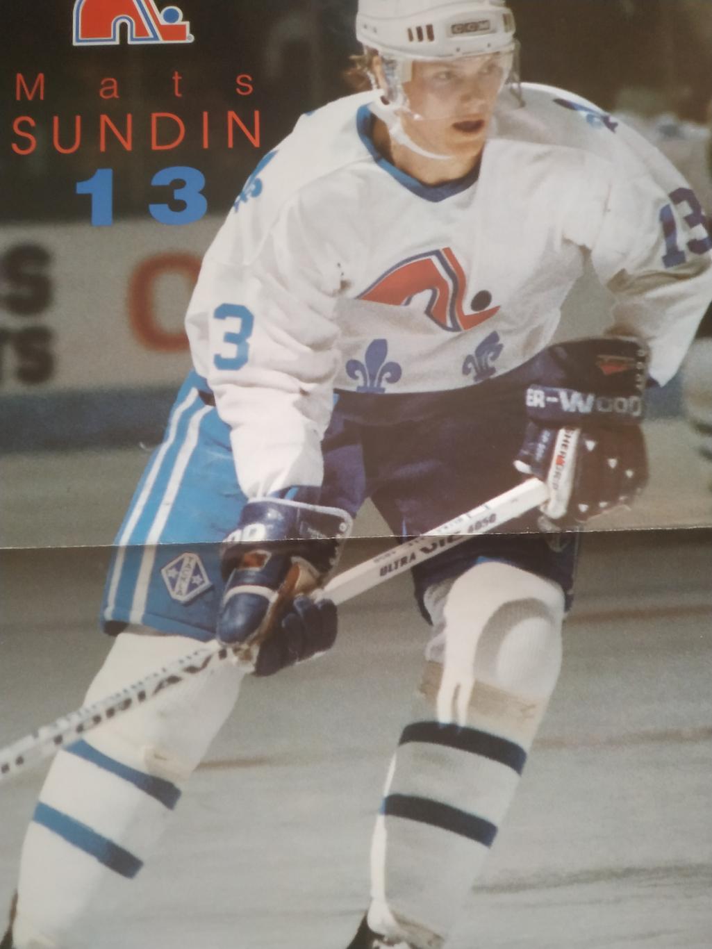 ХОККЕЙ ПОСТЕР НХЛ КВЕБЕК МАТС СУНДИН POSTER NHL QUEBEC MATS SUNDIN #13 А3