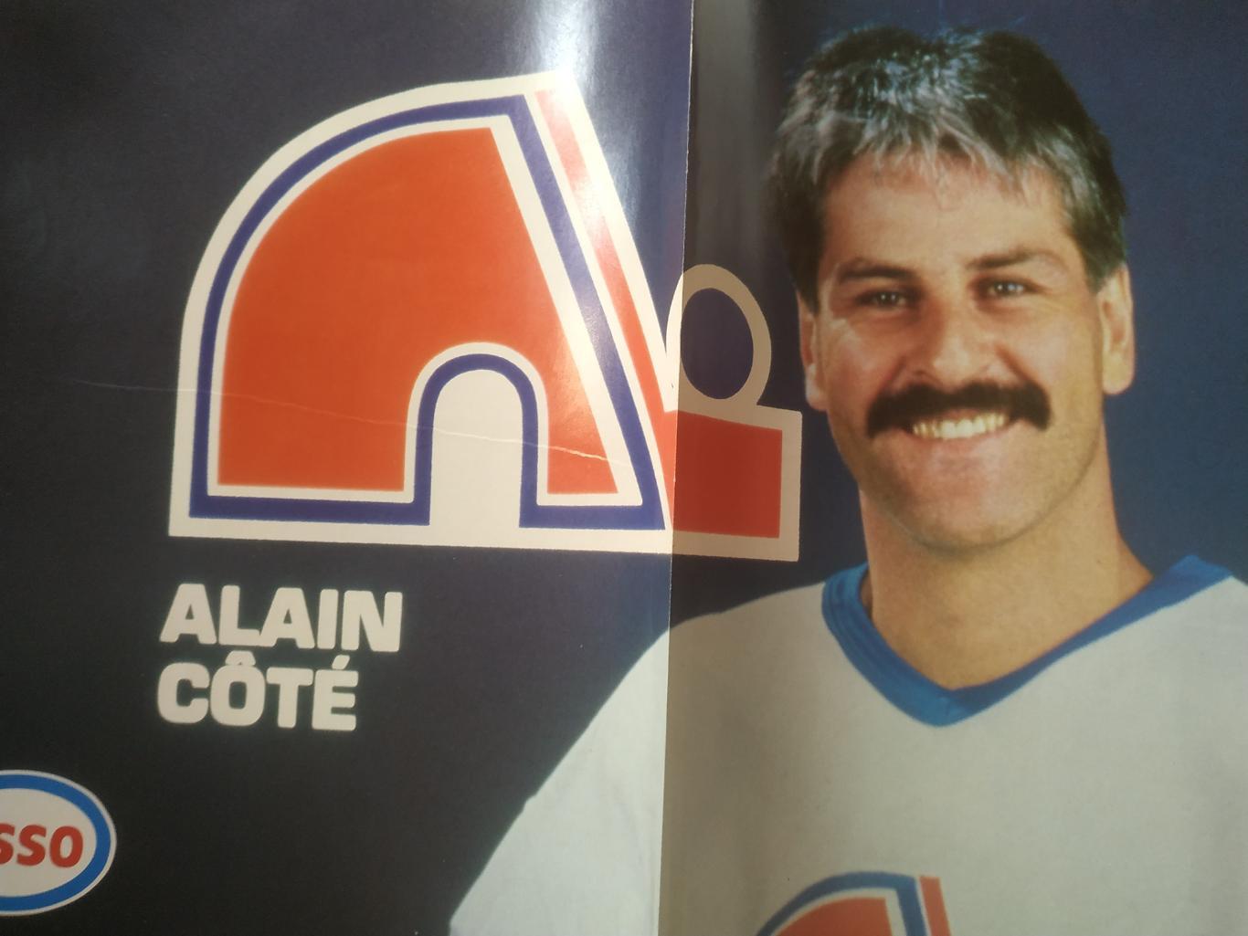 ХОККЕЙ ПОСТЕР НХЛ КВЕБЕК АЛАН КОТЭ POSTER NHL QUEBEC ALAIN COTE #19 А3