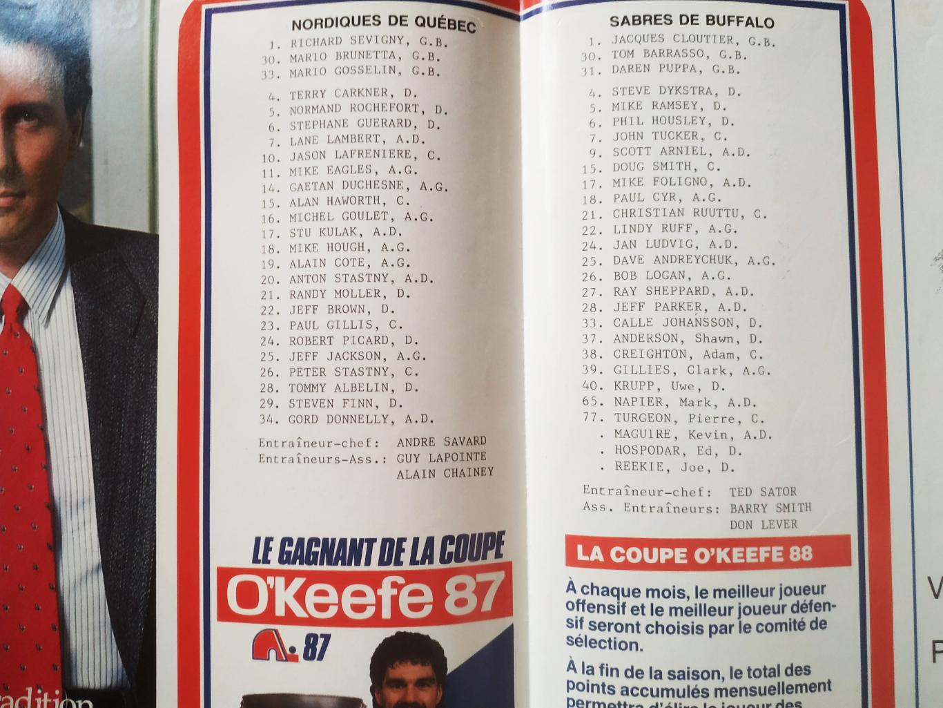 ХОККЕЙ ПОСТЕР НХЛ КВЕБЕК АЛАН КОТЭ POSTER NHL QUEBEC ALAIN COTE #19 А3 1