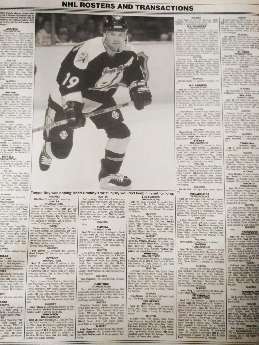 ХОККЕЙ ЖУРНАЛ ЕЖЕНЕДЕЛЬНИК НХЛ НОВОСТИ ХОККЕЯ NHL OCT.18 1996 THE HOCKEY NEWS 7
