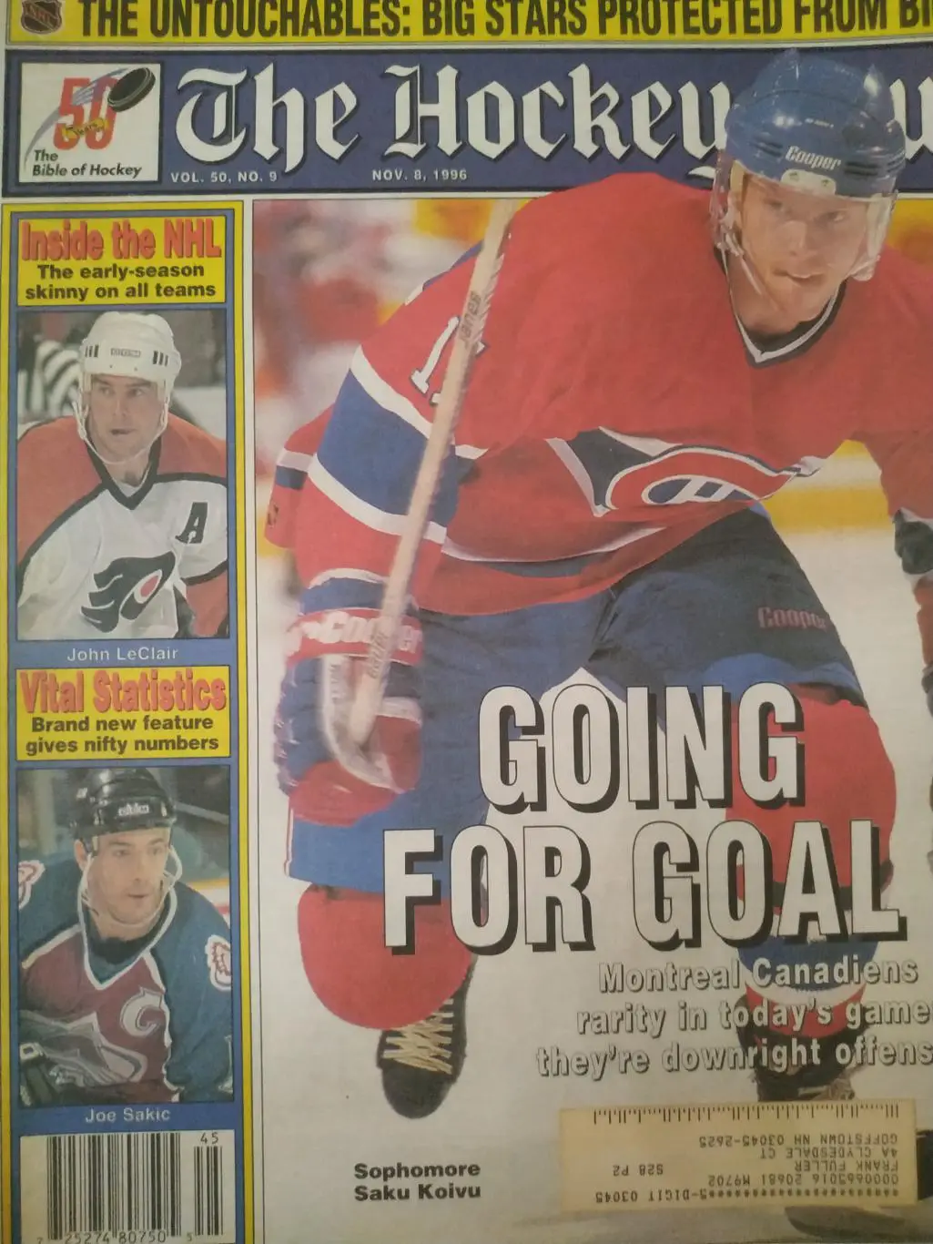 ХОККЕЙ ЖУРНАЛ ЕЖЕНЕДЕЛЬНИК НХЛ НОВОСТИ ХОККЕЯ NHL NOV.8 1996 THE HOCKEY NEWS