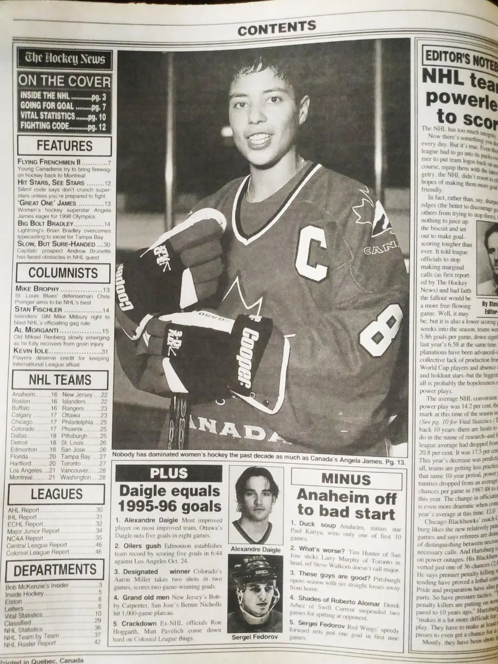 ХОККЕЙ ЖУРНАЛ ЕЖЕНЕДЕЛЬНИК НХЛ НОВОСТИ ХОККЕЯ NHL NOV.8 1996 THE HOCKEY NEWS 1