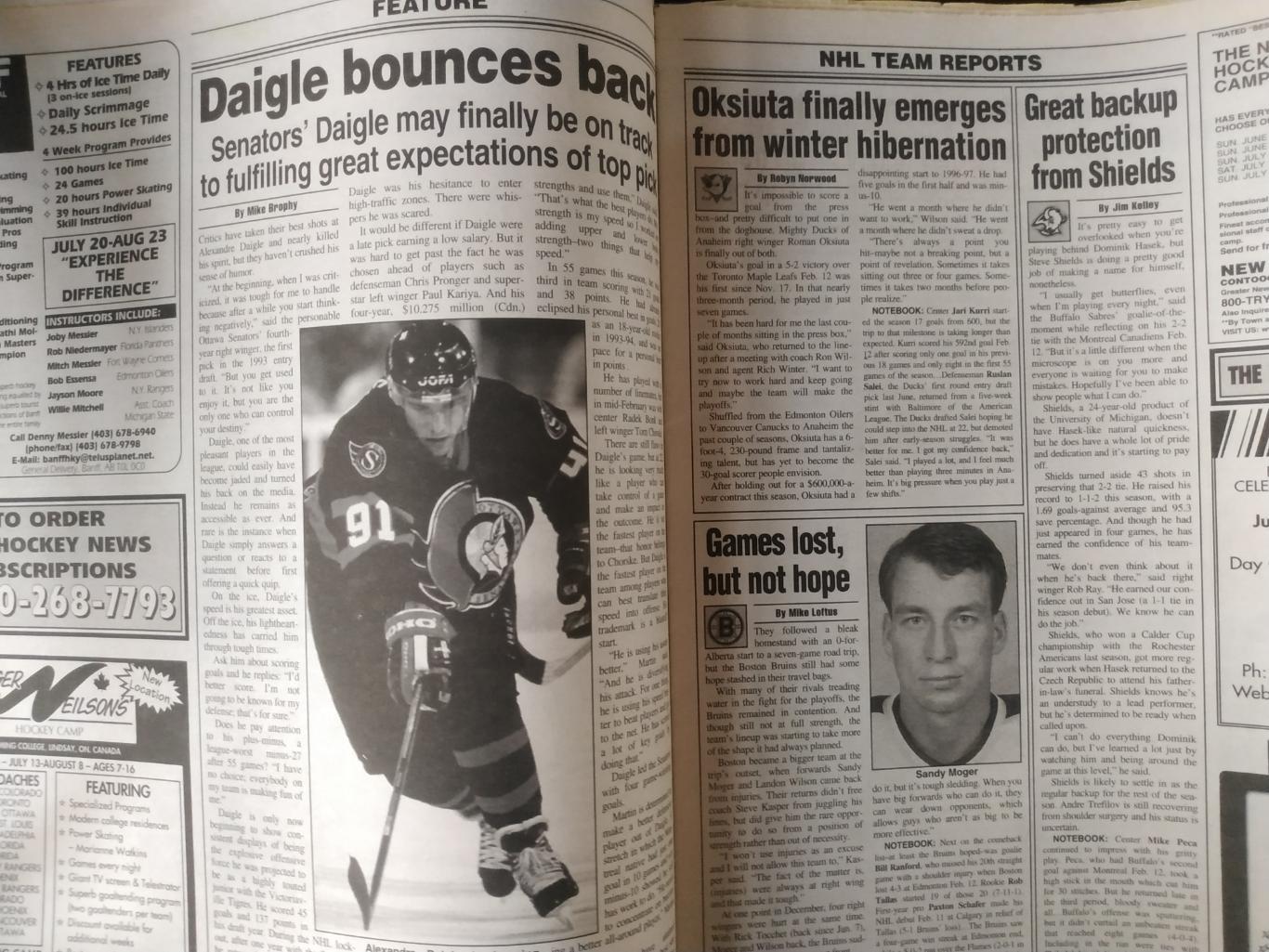 ХОККЕЙ ЖУРНАЛ ЕЖЕНЕДЕЛЬНИК НХЛ НОВОСТИ ХОККЕЯ NHL MAR.7 1997 THE HOCKEY NEWS 3