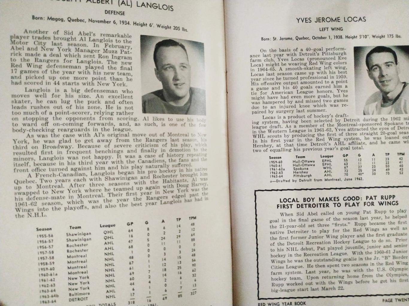 ХОККЕЙ СПРАВОЧНИК ЕЖЕГОДНИК НХЛ ДЕТРОЙТ 1964-65 NHL DETROIT RED WINGS YEARBOOK 2