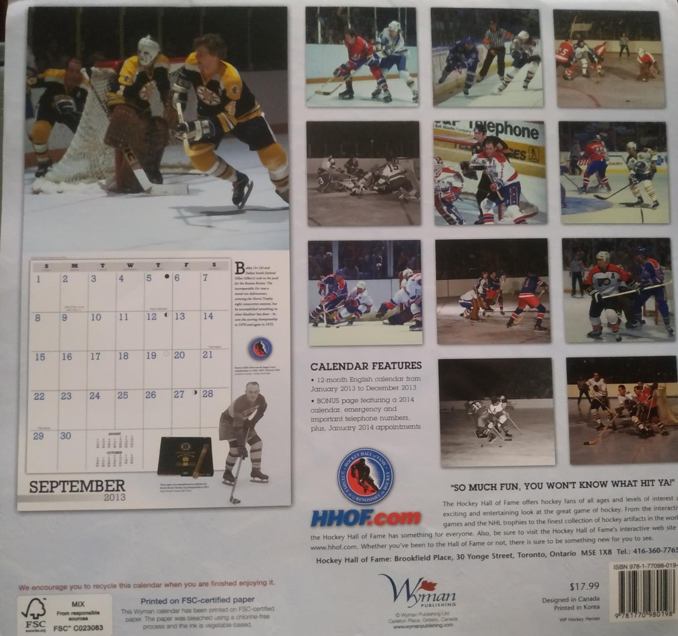 ХОККЕЙ КАЛЕНДАРЬ ЗАЛ СЛАВЫ НХЛ 2013 NHL HOCKEY HALL OF FAME OFFICIAL CALENDAR 7