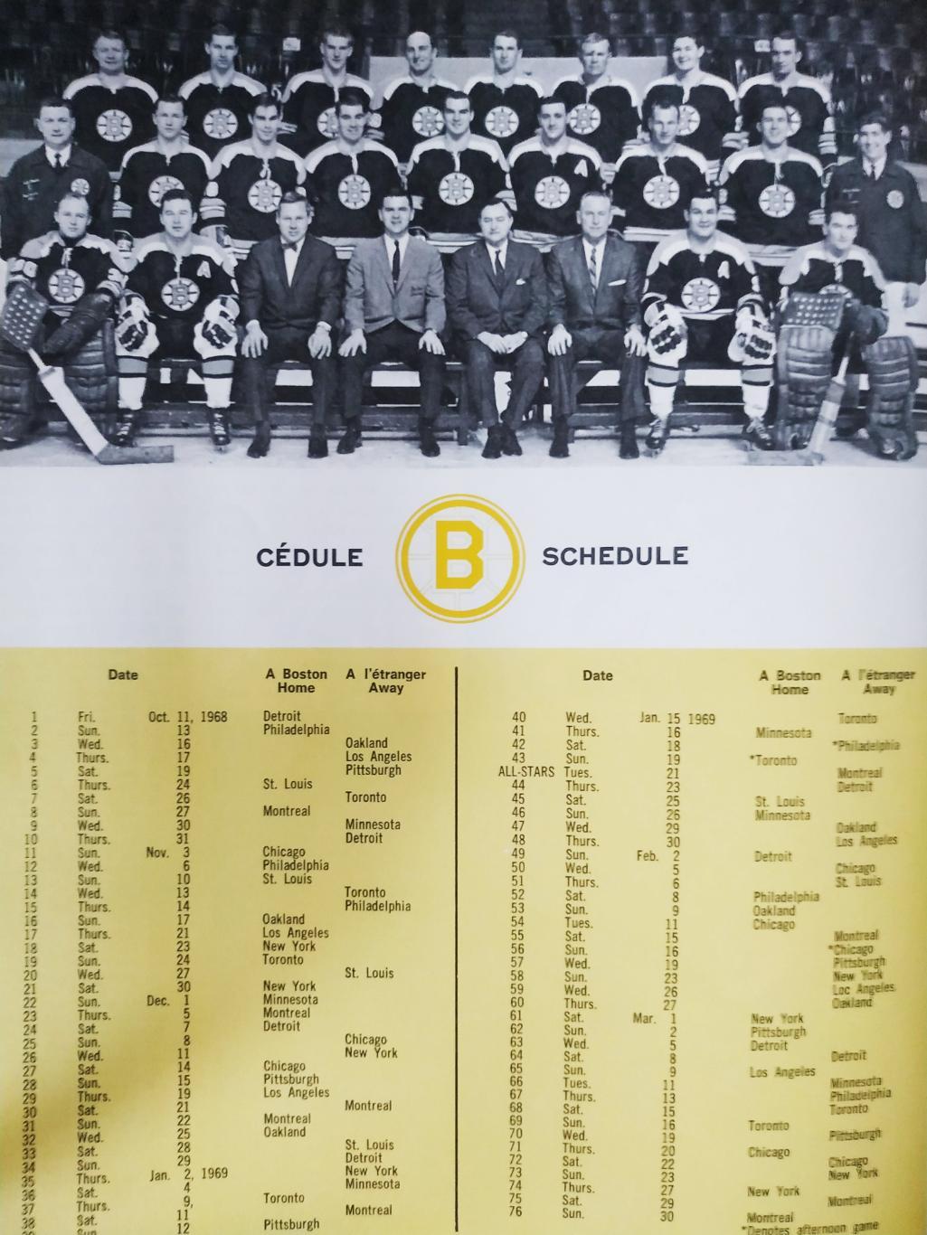 ПРОГРАММА МАТЧА НХЛ БОСТОН NHL 1968 NOV.06 PITTSBURG VS. CANADIENS PROGRAM GAME 6