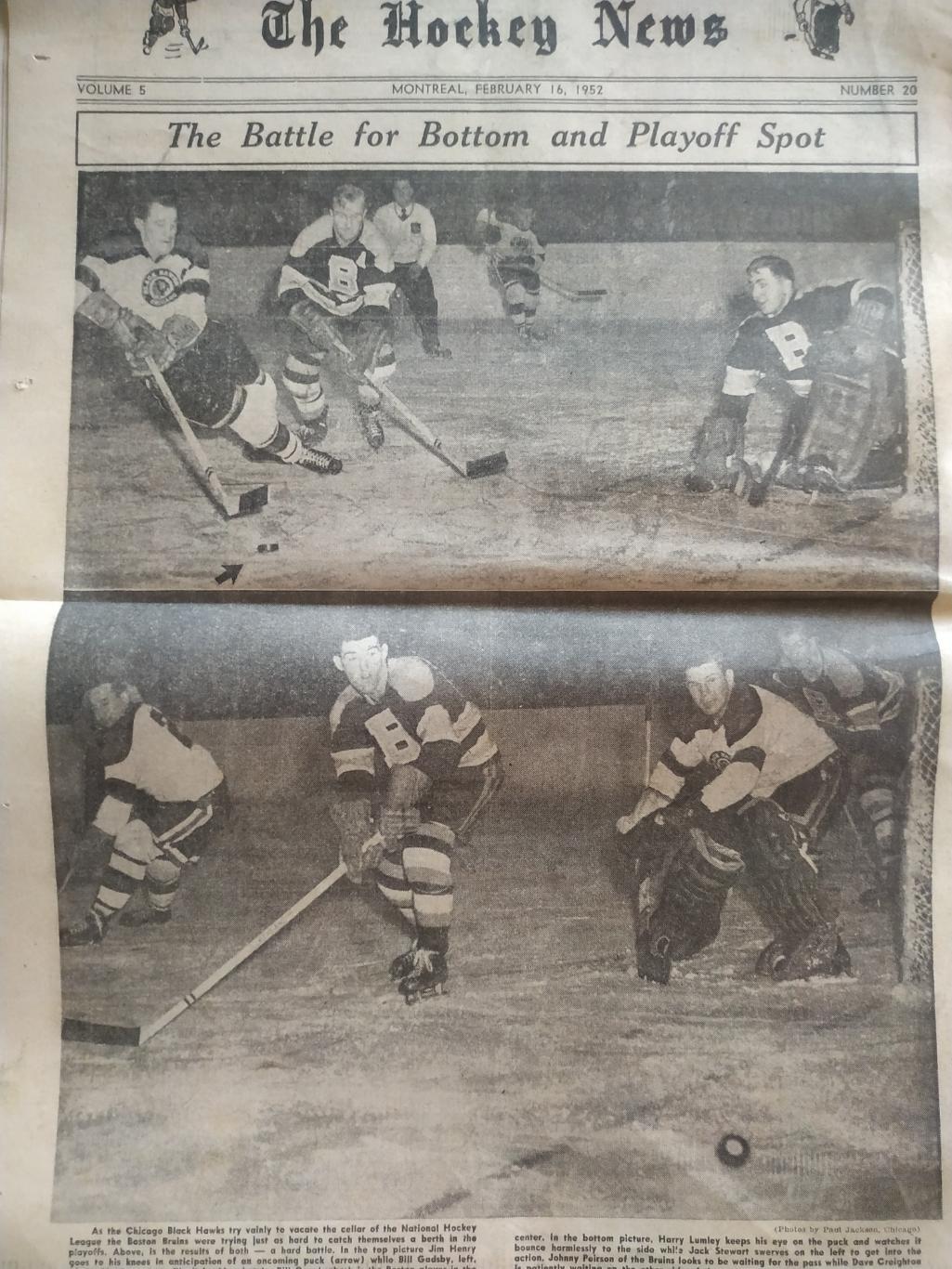 ХОККЕЙ ЖУРНАЛ ЕЖЕНЕДЕЛЬНИК НХЛ НОВОСТИ ХОККЕЯ FEB.16 1952 NHL THE HOCKEY NEWS 5