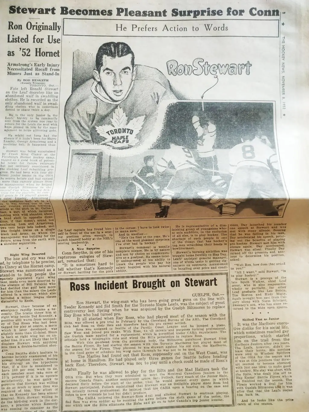 ХОККЕЙ ЖУРНАЛ ЕЖЕНЕДЕЛЬНИК НХЛ НОВОСТИ ХОККЕЯ NOV.8 1952 NHL THE HOCKEY NEWS 1