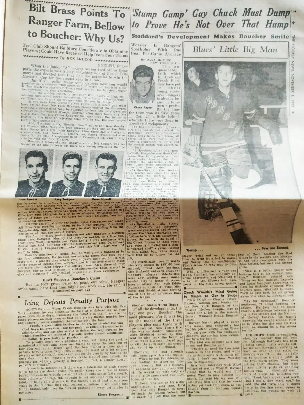 ХОККЕЙ ЖУРНАЛ ЕЖЕНЕДЕЛЬНИК НХЛ НОВОСТИ ХОККЕЯ NOV.8 1952 NHL THE HOCKEY NEWS 3