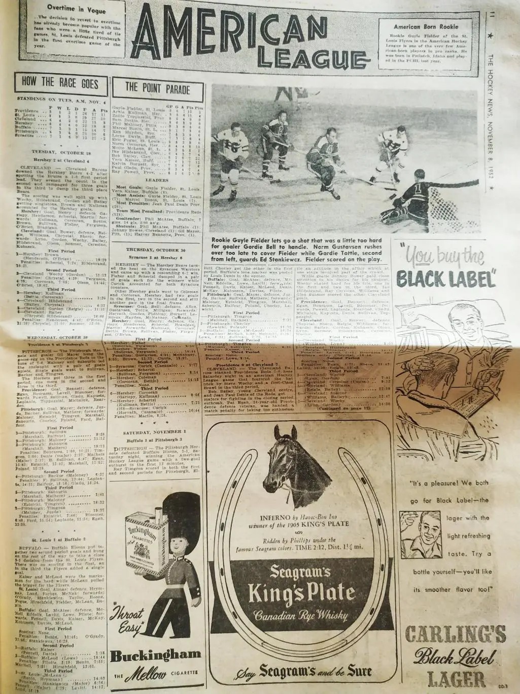 ХОККЕЙ ЖУРНАЛ ЕЖЕНЕДЕЛЬНИК НХЛ НОВОСТИ ХОККЕЯ NOV.8 1952 NHL THE HOCKEY NEWS 5