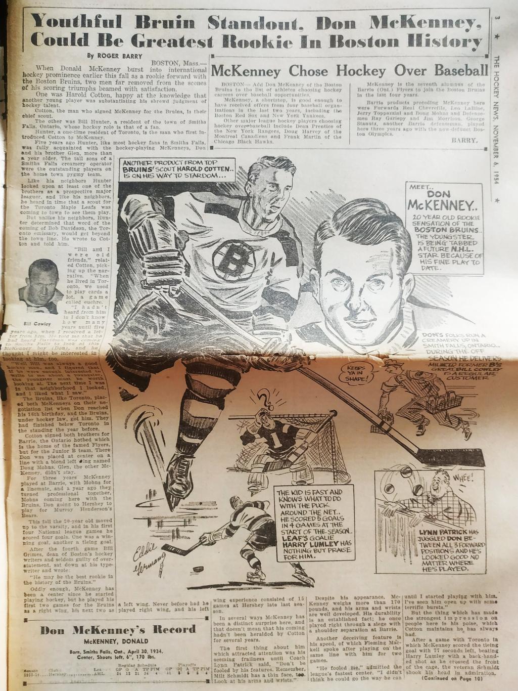 ХОККЕЙ ЖУРНАЛ ЕЖЕНЕДЕЛЬНИК НХЛ НОВОСТИ ХОККЕЯ NOV.6 1954 NHL THE HOCKEY NEWS 1