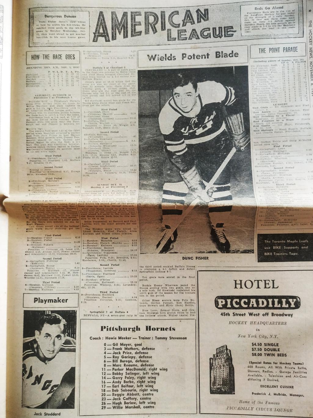 ХОККЕЙ ЖУРНАЛ ЕЖЕНЕДЕЛЬНИК НХЛ НОВОСТИ ХОККЕЯ NOV.6 1954 NHL THE HOCKEY NEWS 4