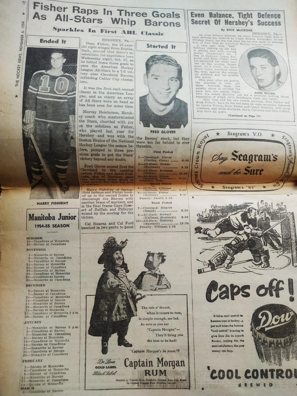 ХОККЕЙ ЖУРНАЛ ЕЖЕНЕДЕЛЬНИК НХЛ НОВОСТИ ХОККЕЯ NOV.6 1954 NHL THE HOCKEY NEWS 5