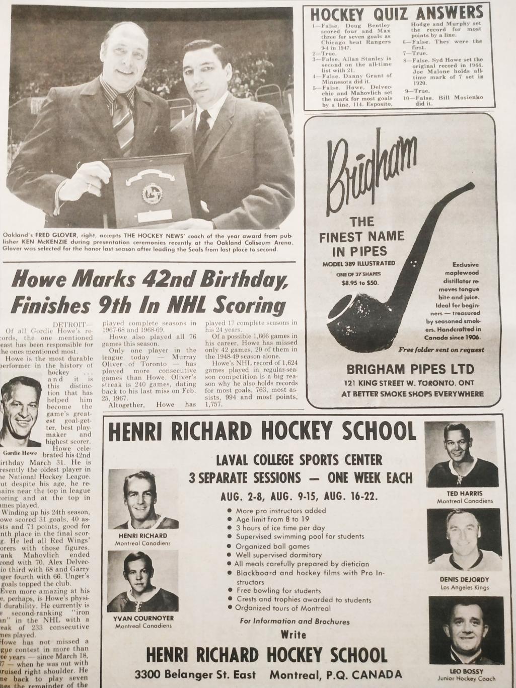 ХОККЕЙ ЖУРНАЛ ЕЖЕНЕДЕЛЬНИК НХЛ НОВОСТИ ХОККЕЯ APR.17 1970 NHL THE HOCKEY NEWS 3
