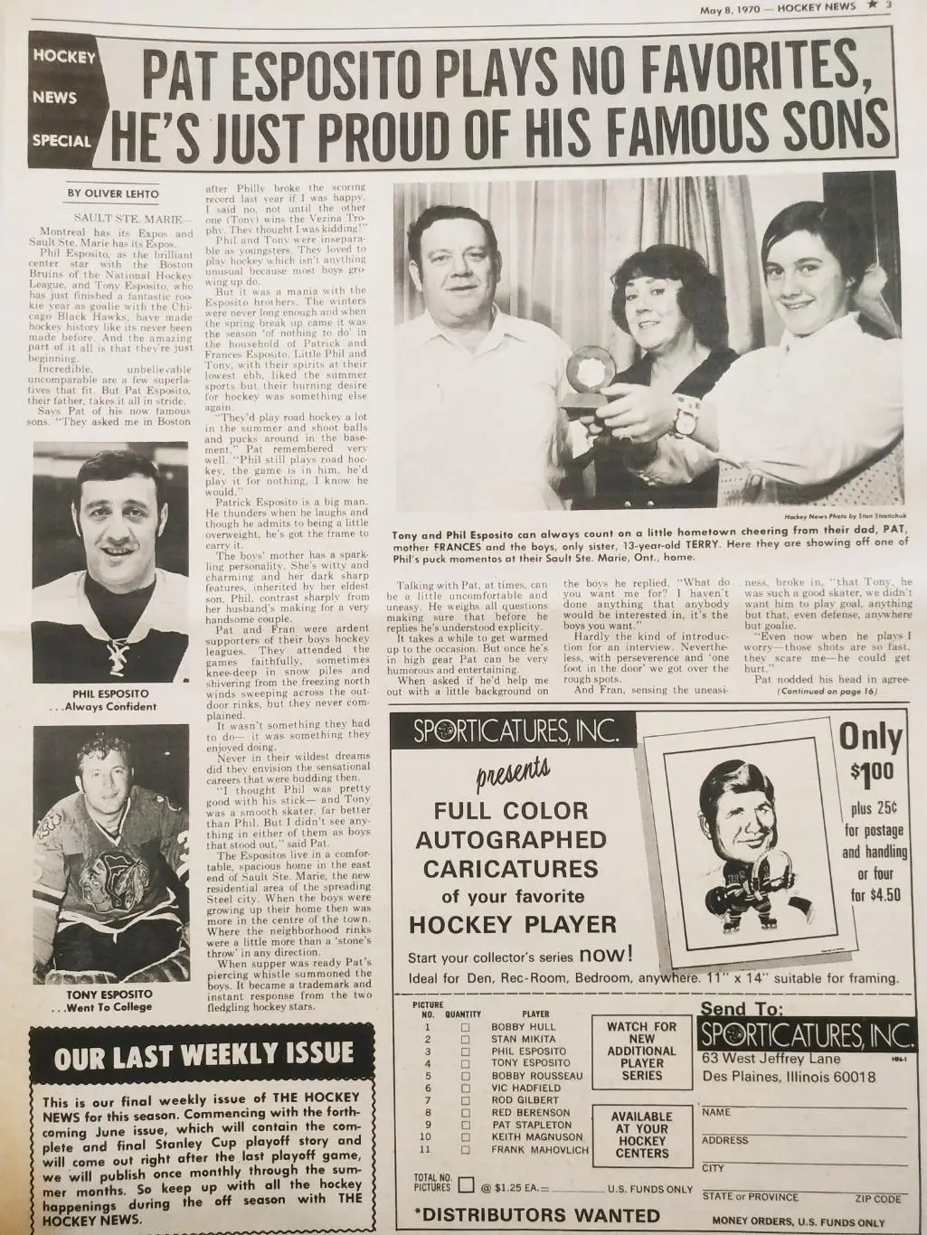 ХОККЕЙ ЖУРНАЛ ЕЖЕНЕДЕЛЬНИК НХЛ НОВОСТИ ХОККЕЯ MAY.8 1970 NHL THE HOCKEY NEWS 2
