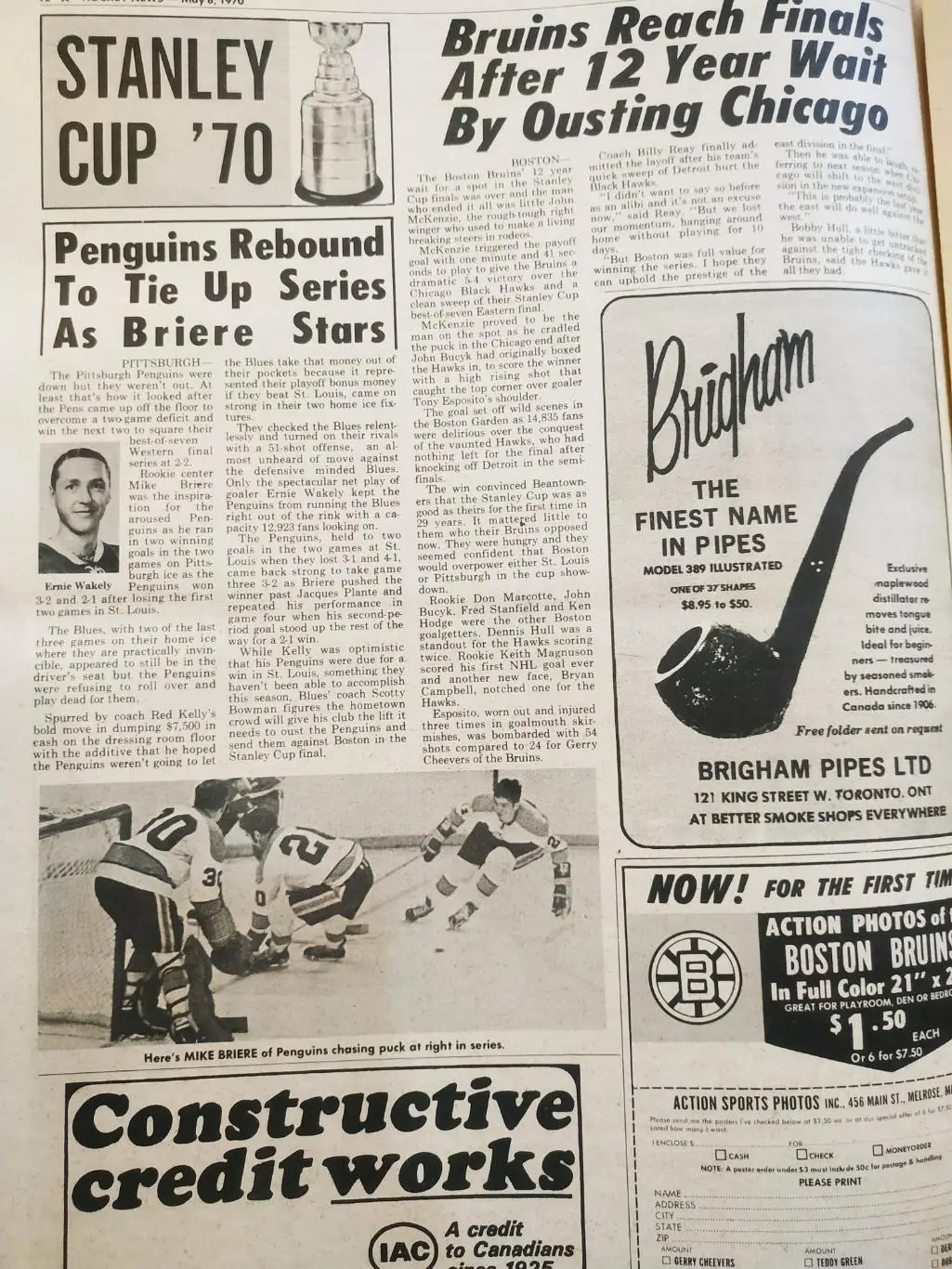 ХОККЕЙ ЖУРНАЛ ЕЖЕНЕДЕЛЬНИК НХЛ НОВОСТИ ХОККЕЯ MAY.8 1970 NHL THE HOCKEY NEWS 3
